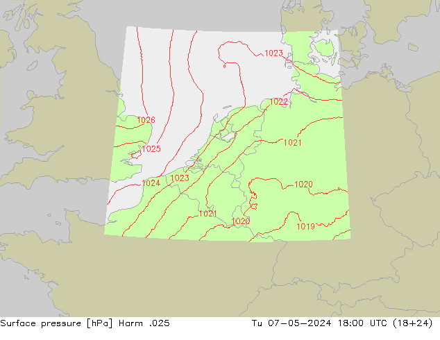 приземное давление Harm .025 вт 07.05.2024 18 UTC