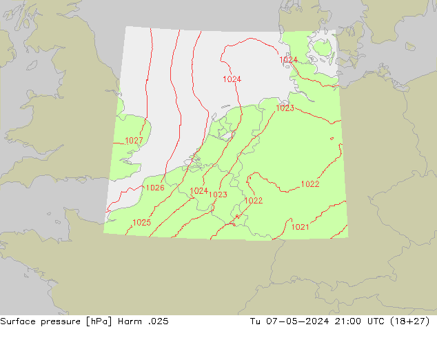 Surface pressure Harm .025 Tu 07.05.2024 21 UTC