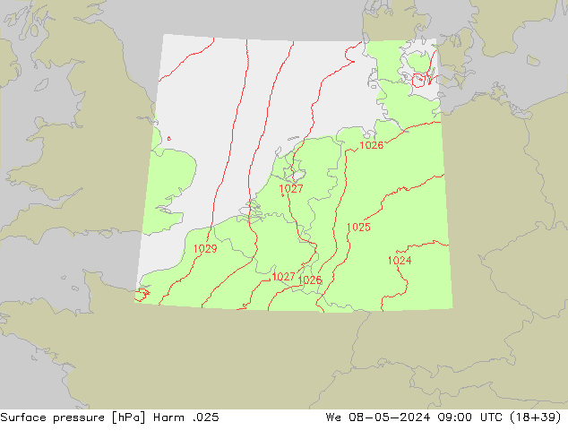Atmosférický tlak Harm .025 St 08.05.2024 09 UTC