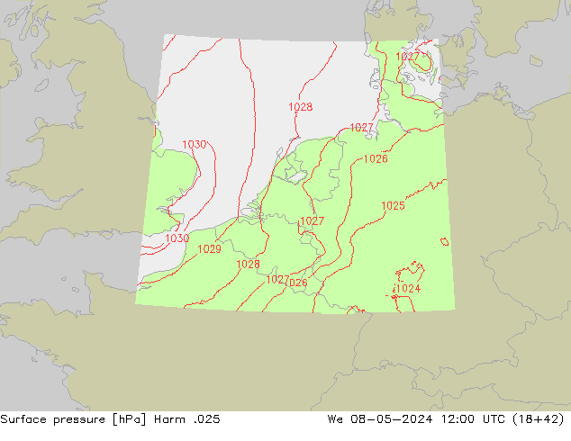 приземное давление Harm .025 ср 08.05.2024 12 UTC