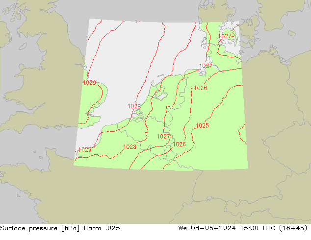 приземное давление Harm .025 ср 08.05.2024 15 UTC