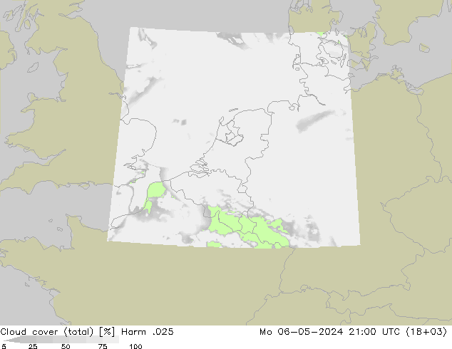 Cloud cover (total) Harm .025 Mo 06.05.2024 21 UTC