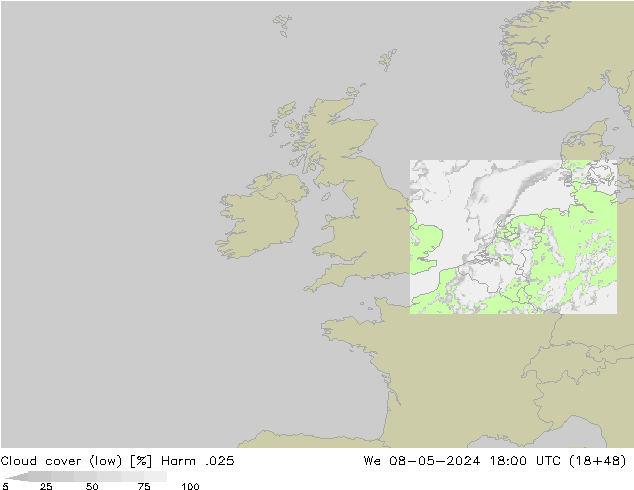 Bewolking (Laag) Harm .025 wo 08.05.2024 18 UTC