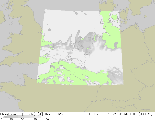 Cloud cover (middle) Harm .025 Tu 07.05.2024 01 UTC