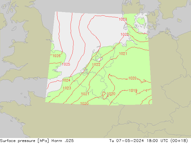 Pressione al suolo Harm .025 mar 07.05.2024 18 UTC