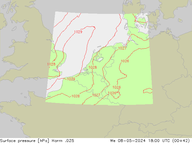 приземное давление Harm .025 ср 08.05.2024 18 UTC