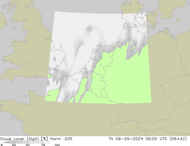 vysoký oblak Harm .025 Čt 09.05.2024 00 UTC