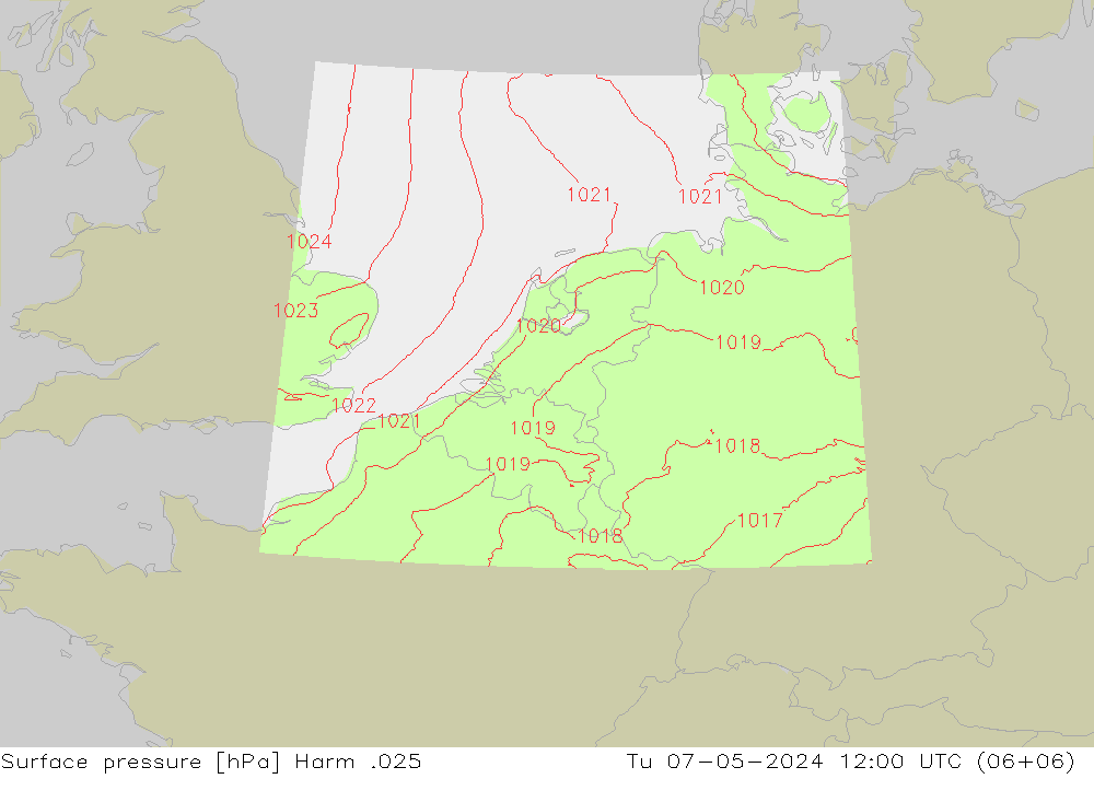 Pressione al suolo Harm .025 mar 07.05.2024 12 UTC