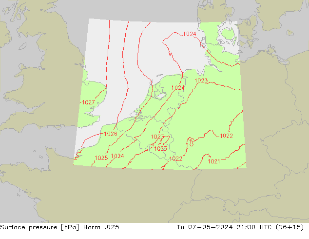 Surface pressure Harm .025 Tu 07.05.2024 21 UTC