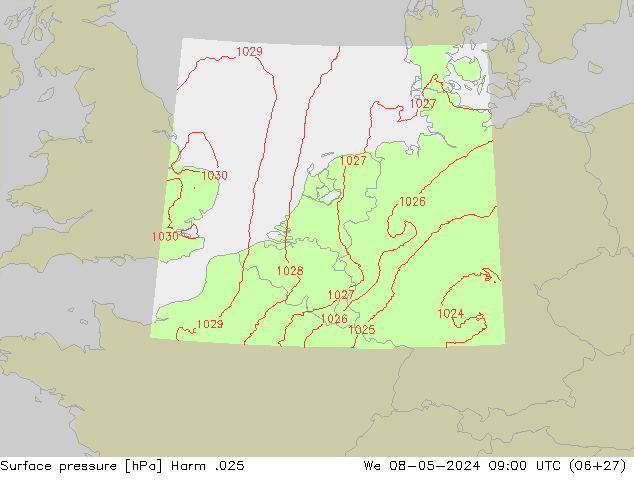 Atmosférický tlak Harm .025 St 08.05.2024 09 UTC