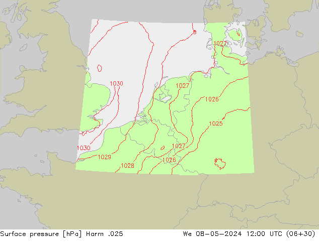 Atmosférický tlak Harm .025 St 08.05.2024 12 UTC
