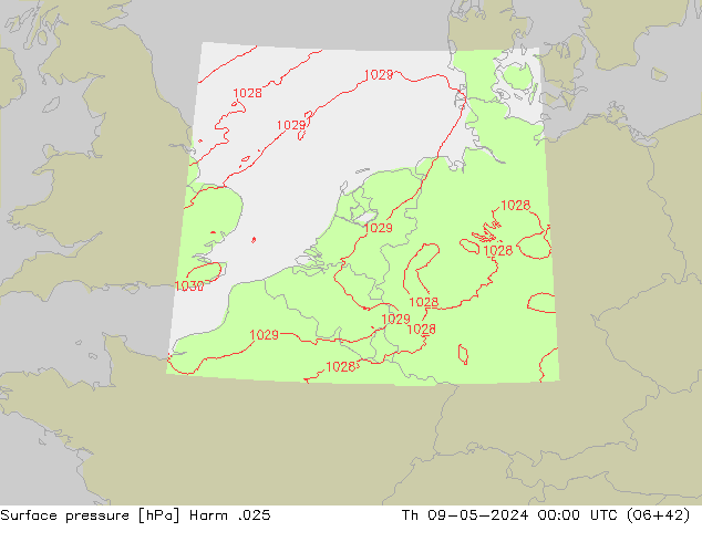 Atmosférický tlak Harm .025 Čt 09.05.2024 00 UTC