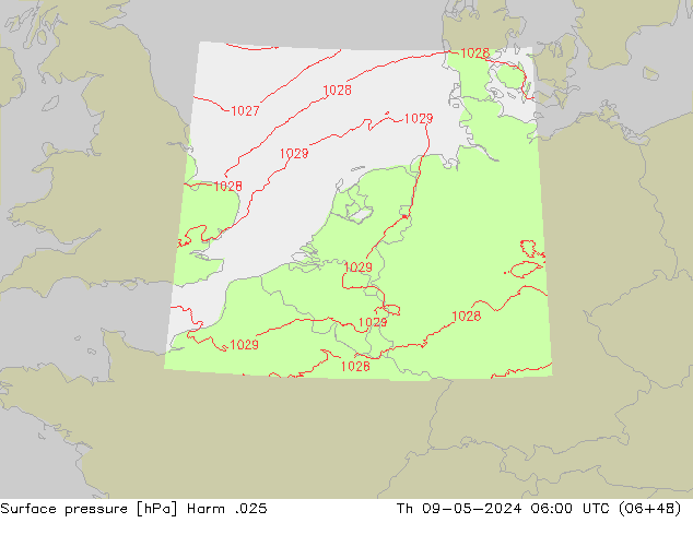 Atmosférický tlak Harm .025 Čt 09.05.2024 06 UTC