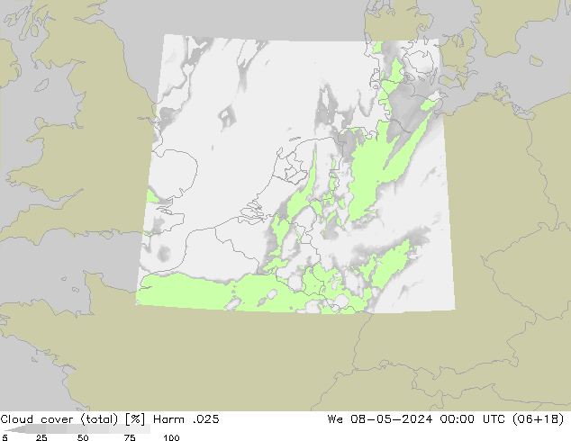 Wolken (gesamt) Harm .025 Mi 08.05.2024 00 UTC
