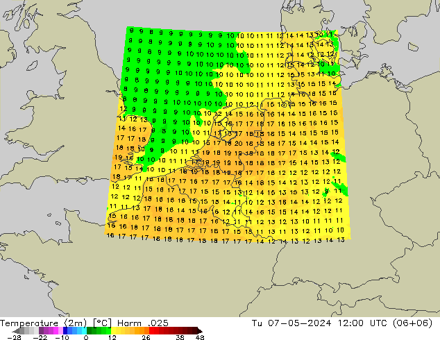 Temperatura (2m) Harm .025 mar 07.05.2024 12 UTC