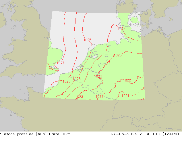 Atmosférický tlak Harm .025 Út 07.05.2024 21 UTC