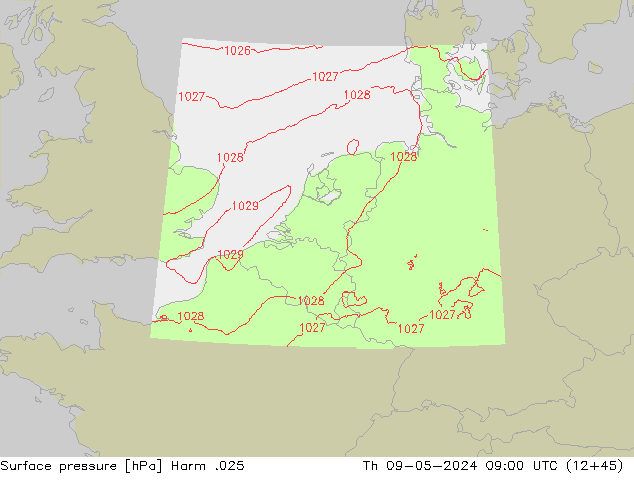 приземное давление Harm .025 чт 09.05.2024 09 UTC