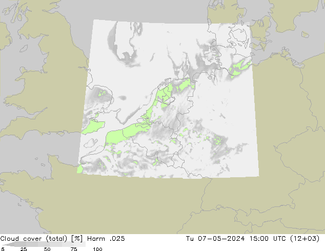Cloud cover (total) Harm .025 Tu 07.05.2024 15 UTC