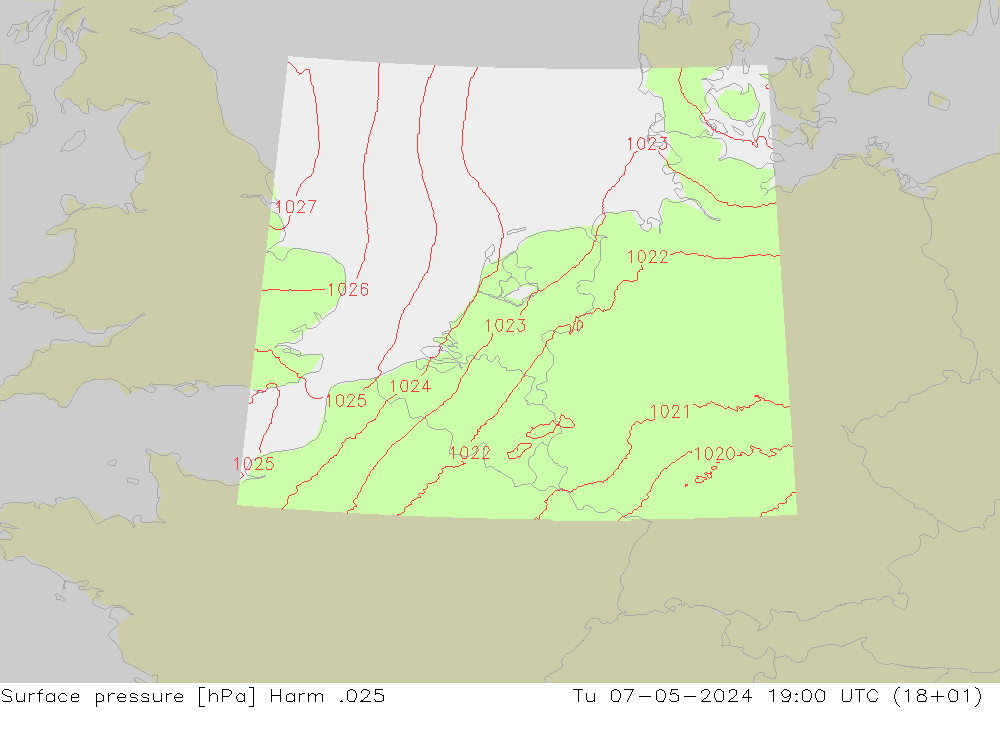 Surface pressure Harm .025 Tu 07.05.2024 19 UTC