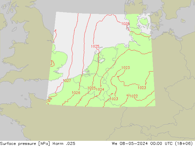 Luchtdruk (Grond) Harm .025 wo 08.05.2024 00 UTC