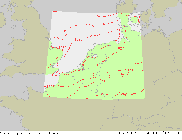 приземное давление Harm .025 чт 09.05.2024 12 UTC