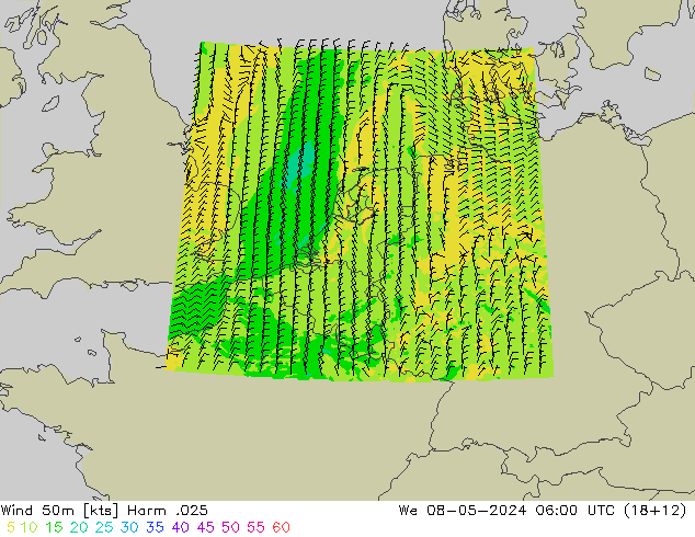 Wind 50m Harm .025 We 08.05.2024 06 UTC