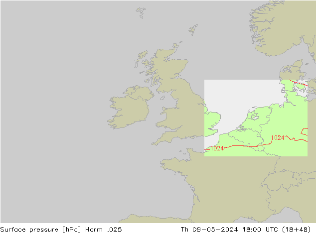 Surface pressure Harm .025 Th 09.05.2024 18 UTC