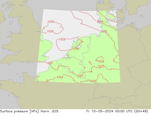 Pressione al suolo Harm .025 ven 10.05.2024 00 UTC
