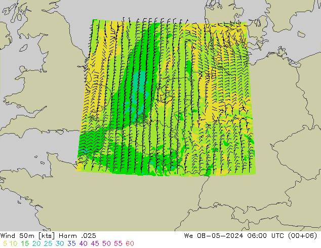 Wind 50 m Harm .025 wo 08.05.2024 06 UTC