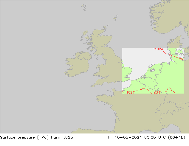 Surface pressure Harm .025 Fr 10.05.2024 00 UTC