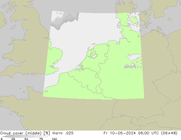 Cloud cover (middle) Harm .025 Fr 10.05.2024 06 UTC