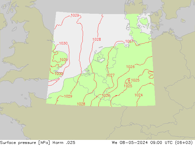 приземное давление Harm .025 ср 08.05.2024 09 UTC