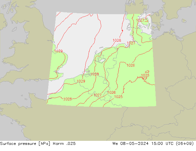 приземное давление Harm .025 ср 08.05.2024 15 UTC