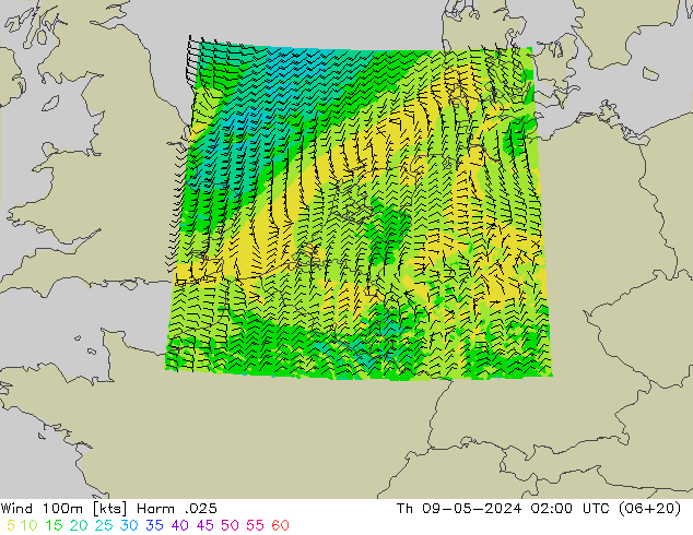 Wind 100m Harm .025 Th 09.05.2024 02 UTC