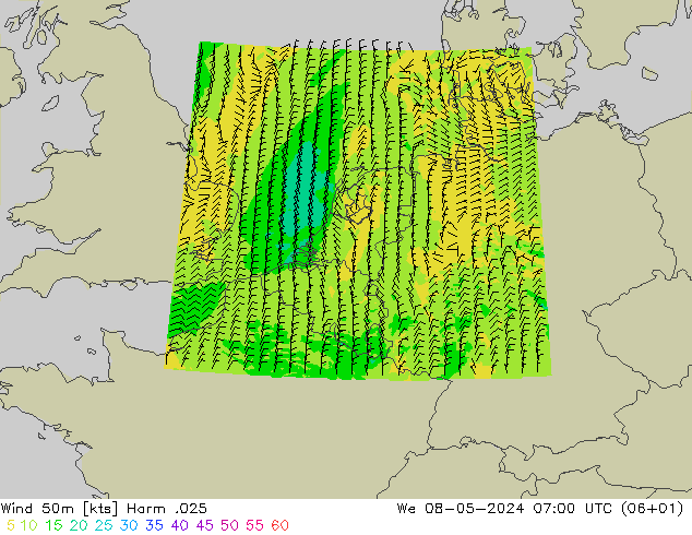 Wind 50m Harm .025 We 08.05.2024 07 UTC