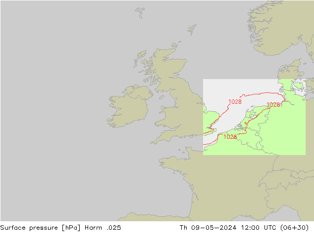 Surface pressure Harm .025 Th 09.05.2024 12 UTC