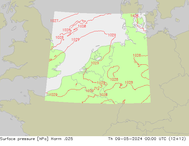 Atmosférický tlak Harm .025 Čt 09.05.2024 00 UTC