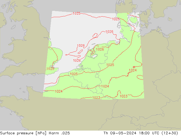 Surface pressure Harm .025 Th 09.05.2024 18 UTC