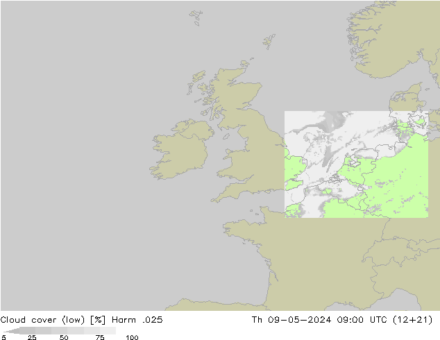zachmurzenie (niskie) Harm .025 czw. 09.05.2024 09 UTC