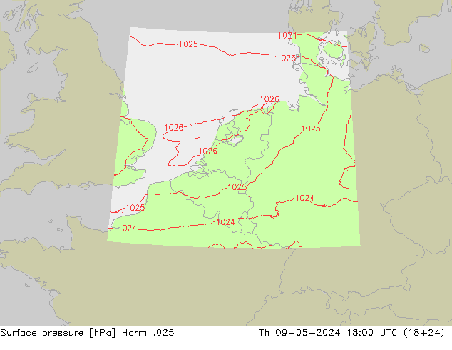 Atmosférický tlak Harm .025 Čt 09.05.2024 18 UTC
