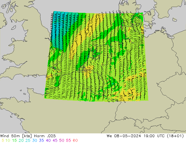 Wind 50m Harm .025 St 08.05.2024 19 UTC