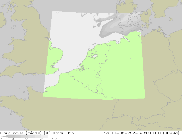 Bewolking (Middelb.) Harm .025 za 11.05.2024 00 UTC