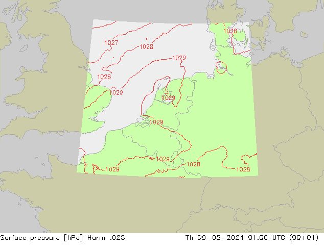 приземное давление Harm .025 чт 09.05.2024 01 UTC