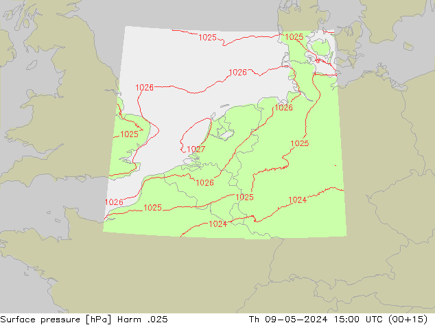 приземное давление Harm .025 чт 09.05.2024 15 UTC