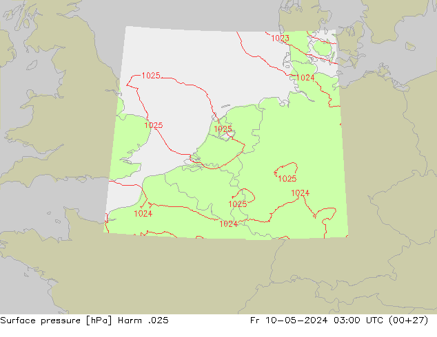 Pressione al suolo Harm .025 ven 10.05.2024 03 UTC