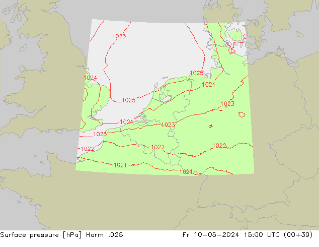 Surface pressure Harm .025 Fr 10.05.2024 15 UTC