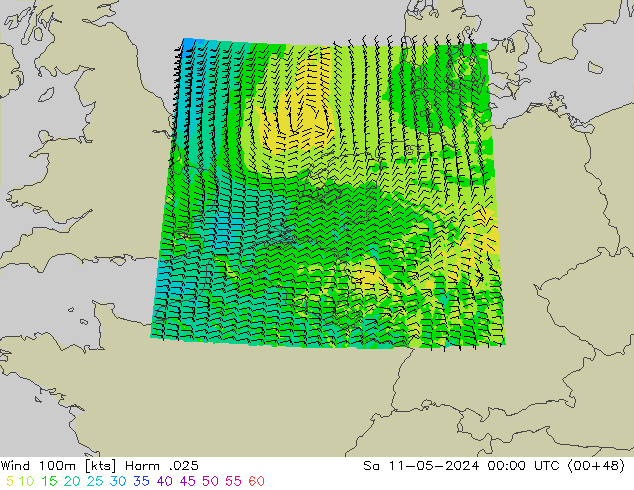 Wind 100m Harm .025 Sa 11.05.2024 00 UTC