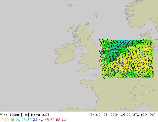 Wind 100m Harm .025 Th 09.05.2024 06 UTC