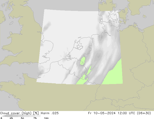 Cloud cover (high) Harm .025 Fr 10.05.2024 12 UTC