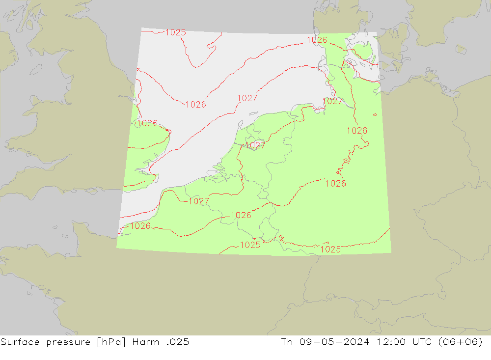 Surface pressure Harm .025 Th 09.05.2024 12 UTC